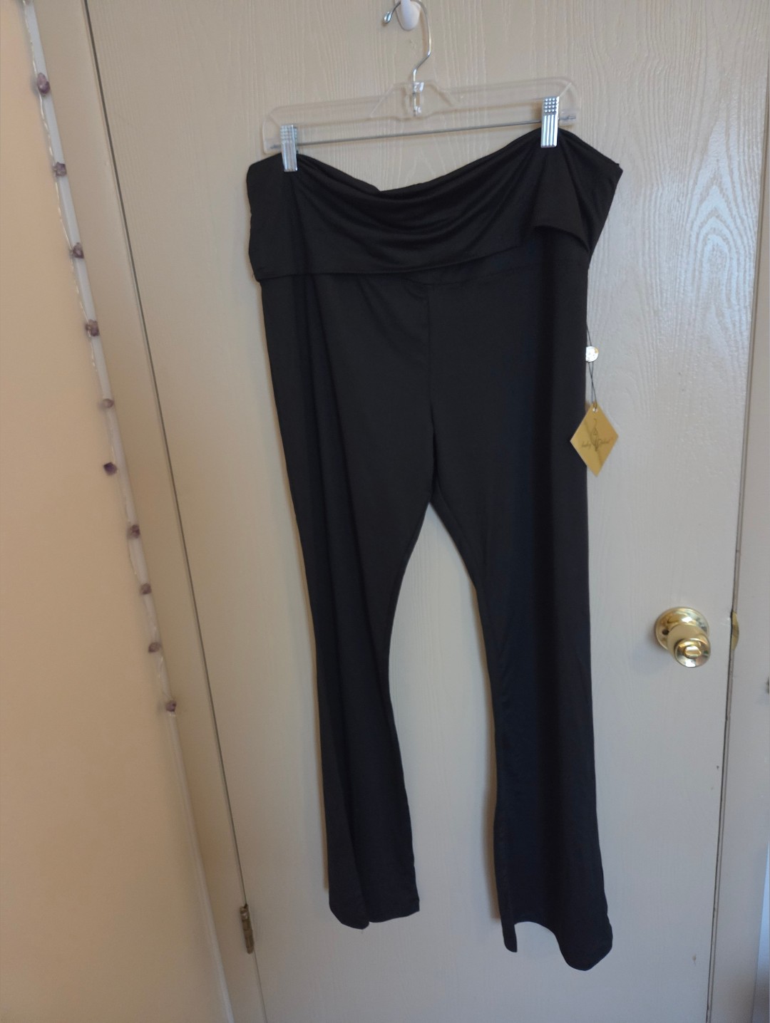 Baby Phat Black Foldover Flare Leggings With Bedazzled Brand Logo Y2k 3xl Nwt